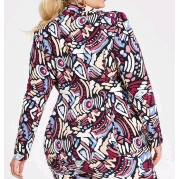 NINA PARKER Trendy Abstract Blazer Jacket Multicolor Red Blue Plus Size 3X - Picture 12 of 14